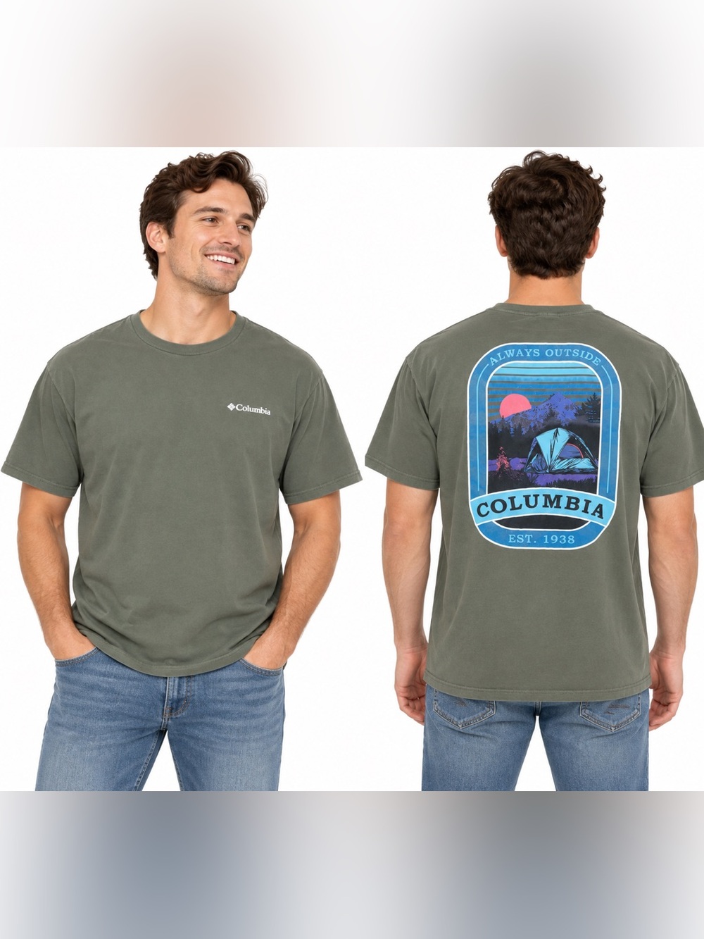 Columbia men’s camping theme SS short sleeve T-shirt XL extra large